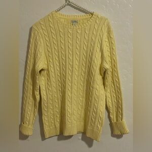 L.L. Bean Men's Light Yellow Cable Knit Sweater